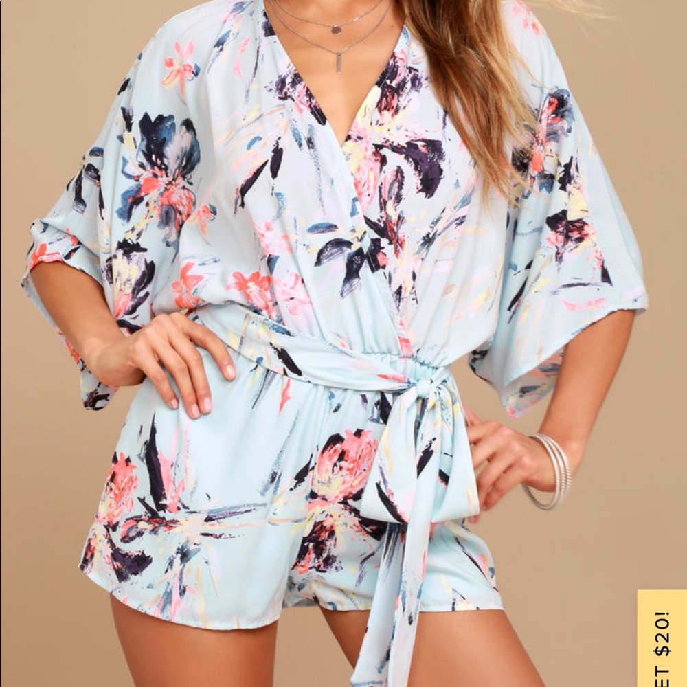 Lulus Paraiso Light blue print romper